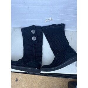 UGG Womens Size 5 Black Knit Button Knee High Fashion Boots
